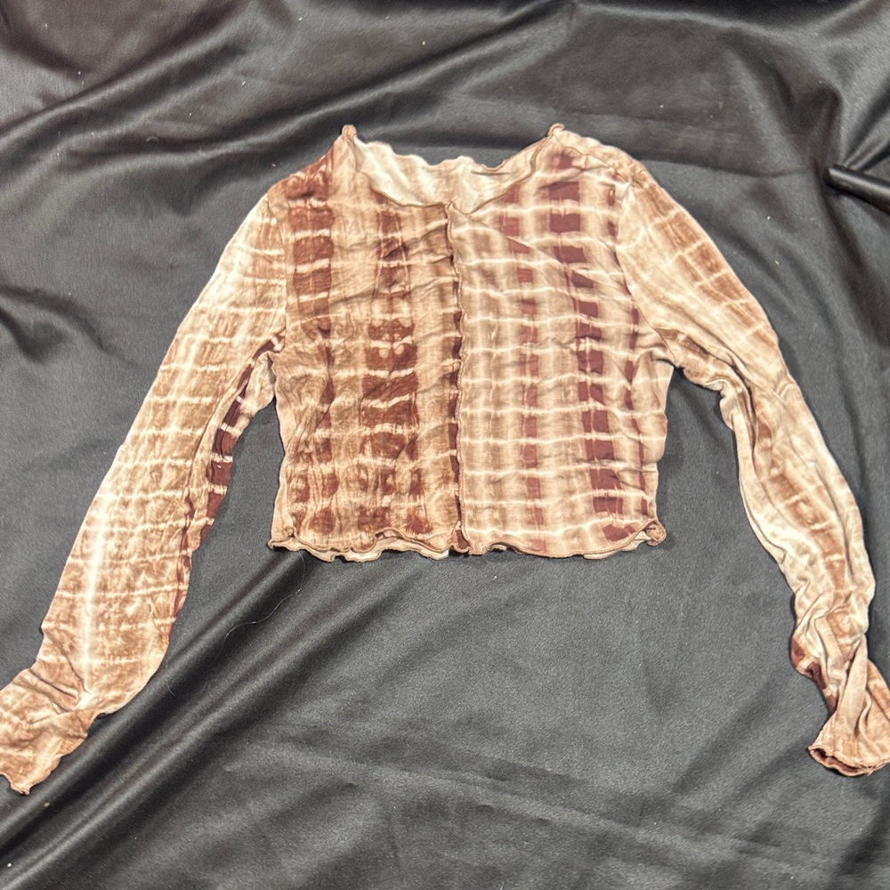 SHEIN Brown Tie-Dye Crop Top